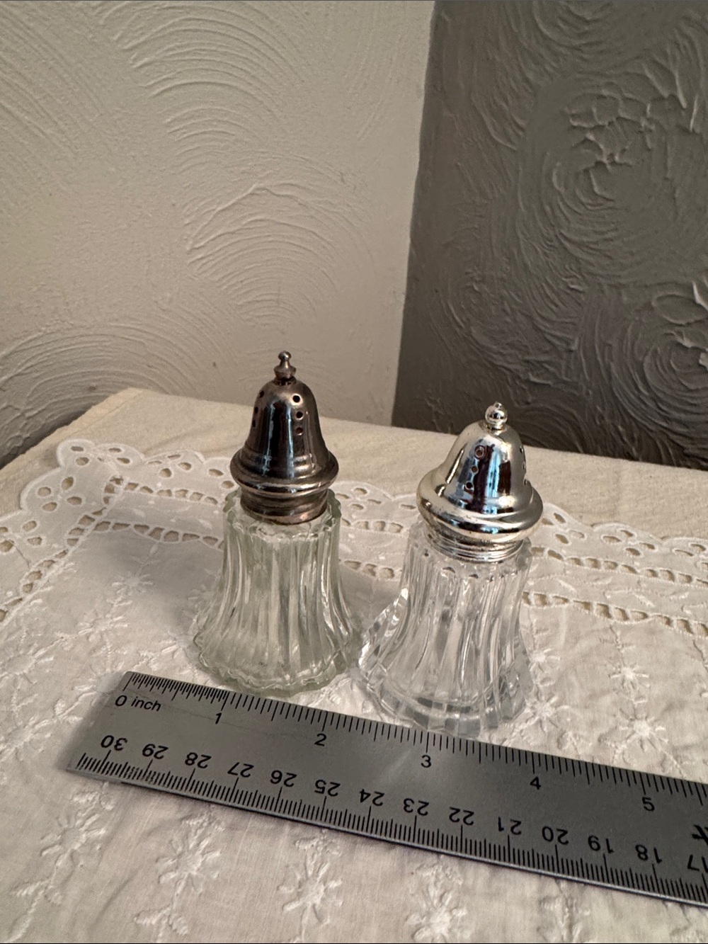 Glass Salt and Pepper Shakers with Silver-Tone Caps